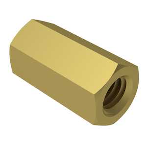 1/2" Hex Brass Female Standoff, 1/4" - 20, 2-3/4" L, Cadmium Yellow