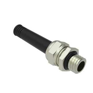 Heyco Nozzle Liquid Tight Cord Grip, M10 x 1.25 Thread, 2.4" L, Brass Nickel, EPDM Nozzle