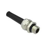 Heyco Nozzle Liquid Tight Cord Grip, M10 x 1.25 Thread, 2.4" L, Brass Nickel, EPDM Nozzle