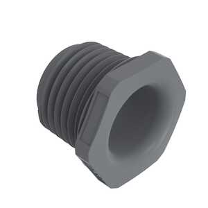 Heyco NPT 1/2 Smooth Bore Bushing, .58" ID, .81" H, Gray