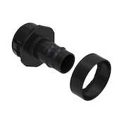 Heyco 1/2" Straight Thru Quick Twist Liquid Tight Tubing Fitting with Finishing Collar, NPT 1/2 Thread, 1.38" L, Nylon, Black