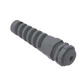 Heyco Pigtail Liquid Tight Cord Grip with Integral Sealing Ring & Nut, M16 Thread, .065 - .210" Cable Size, Nylon, Gray