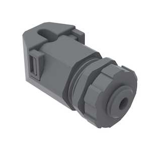 Heyco Right Angle Liquid Tight Cord Grip with Integral Sealing Ring, M12, .065 - .210" Cable Size, Nylon, Gray