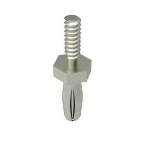Keystone Banana Plug, 2-56, .187" Dia., .276" L, External Thread, Brass, Silver Plating