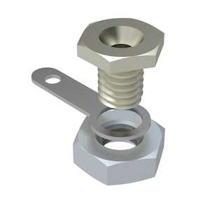 Keystone Banana Jack, .312" Dia., .250" L, Hex Head, Brass, Nickel Plate