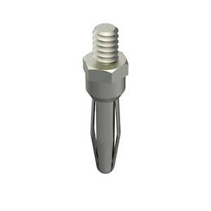Keystone Banana Plug, 6-32, .218" Dia., 188" L, External Thread, Brass, Nickel Plating