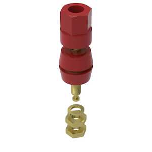 Keystone 10-32 Insulated Binding Post, Hex Head, Red, .625", Brass, Gold Plating