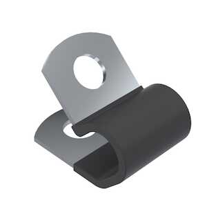 Keystone .187" Insulated Fixed Diameter Cable Clamp, .406" L, Steel, Zinc, Black