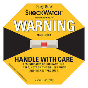 SpotSee L65 ShockWatch Label, 25 G Range, Yellow