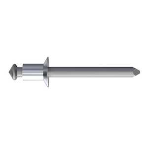 1/8" Nominal Dia., 120 Degree Countersunk Head Blind Rivet, Open End, Aluminum Alloy, Grip Range .040"-.062"