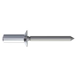 1/8" Nominal Dia., 120 Degree Countersunk Head Blind Rivet, Closed End, Aluminum Alloy, Grip Range .063"-.125", Filled Core