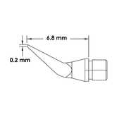 Metcal 600 Series MicroFine Tweezer Solder Tip Cartridge, Conical Bent, 0.2 mm x 6.8 mm