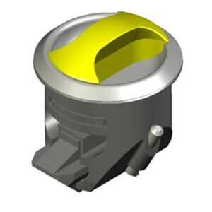 Southco Novibra Push-to-Close Latch, Type 1 (for Drawers), Plastic, Black Body, Chrome Cup, Diamond Brass Handle