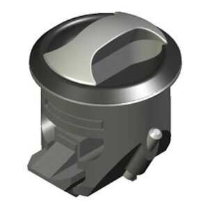 Southco Novibra Push-to-Close Latch, Type 1 (for Drawers), Plastic, Black Body, Black Cup, Chrome Handle