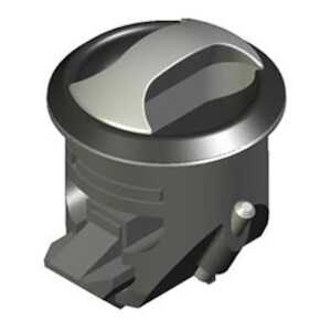 Southco Novibra Push-to-Close Latch, Type 1 (for Drawers), Plastic, Black Body, Black Cup, Satin Handle