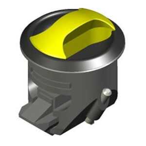 Southco Novibra Push-to-Close Latch, Type 1 (for Drawers), Plastic, Black Body, Black Cup, Diamond Brass Handle