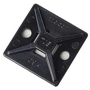 Catamount Cable Tie Mount, Black Nylon 6.6 Max Temp 70°C (158°F), .74 x .74", Rubber Adhesive, 100 Pack