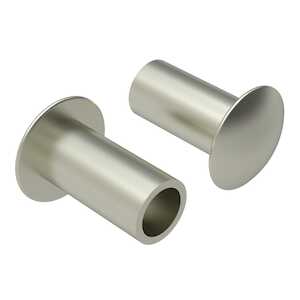 Oval Head Semi-Tubular Rivet, .067" Mounting Hole Dia., 1/2" L, Brass, Nickel