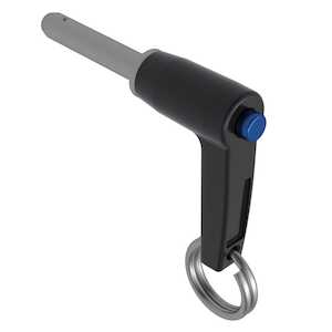 L-Handle Ball Lock Pin, Single Acting, .3" Grip Length, 1/4" Pin Diameter