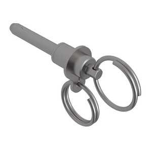 Ring Handle Ball Lock Pin, Double Acting, .3" Grip Length, 3/16" Pin Diameter
