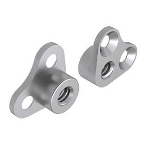 1/4-28 A286 Stainless Steel, Corner Nut Plate w/ Countersunk or Dimpled Holes, Silver Plating
