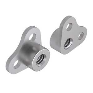 1/4-28 A286 Stainless Steel, Corner Nut Plate w/ Plain Holes Holes, Silver Plating