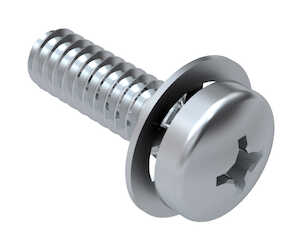 1/4"-20 X 1-1/2" L, Phillips, Pan Head, SEMS Machine Screw. Steel, Zinc Clear Trivalent, Internal-Tooth Lock Washer. Specification - ASME B18.13