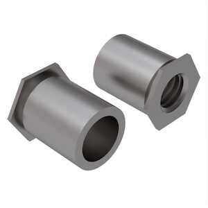 1/4" Hex Self-Clinching Through Threaded Standoff, 6-32 X 9/16" L, Stainless Steel, Passivated
