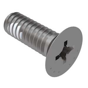 1/4-28 X 1" Long, Phillips, 100 Degree Flat Head Screw, A286 Stainless, Nylon Patch Locking Element