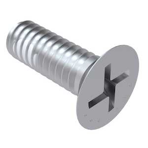 1/4-28 X 1-1/4" Long, Offset Cruciform, 100 Degree Flat Head Screw, A286 Stainless, Aluminum, Nylon Patch