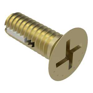 1/4-28 X 1/2" Long, Offset Cruciform, 100 Degree Flat Head Screw, Alloy Steel, Cadmium, Nylon Strip