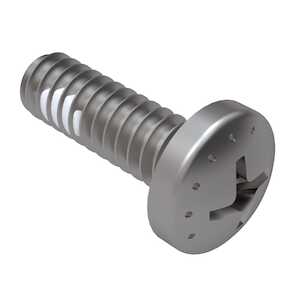 1/4-28 x 1" Long, Pan Head Machine Screw, Off-set Cruciform Ribbed, A286 Stainless Steel, Passivated w/ Nylon Locking Element, Type Optional