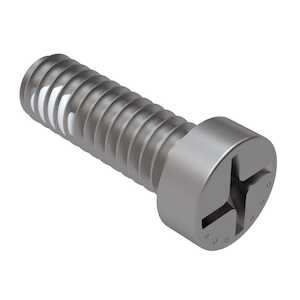 1/4-28 X 1" Long, Flat Fillister Head Machine Screw, Offset Cruciform, A286 Stainless Steel w/ Nylon Locking Element, Type Optional