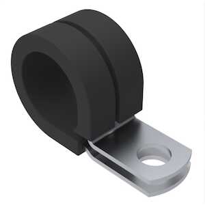 1" ID, Cushioned Cable Clamp, Aluminum Alloy, Plain, Silicone Rubber Cushion, With Wedge