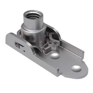 1/4"-28 A286 Stainless Steel, Self-Locking Floating One-Lug Nut Plate w/ Weld Projections, Silver Plated