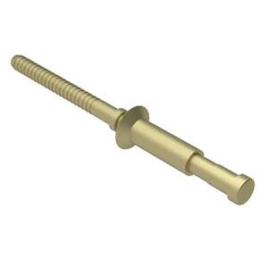 1/4" Nominal Dia., 100 Degree Flush Head Bulbing Blind Rivet, Locked Spindle, Single Action, Aluminum, Chem Film Gold, Grip Range .251"-.312"