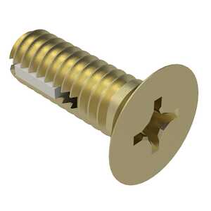 1/4-28 X 1-3/8" Long, Phillips, 100 Degree Flat Head Screw, Alloy Steel, Cadmium, Nylon Strip