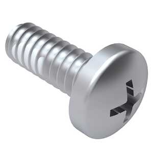1/4"-28 x 1" Long, Ribbed Cruciform Recess, Pan Head Machine Screw, A286 Stainless, Aluminum, Nylon Patch