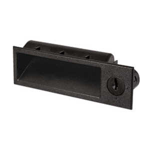 Southco Flush Pull, 1.0-1.4mm (.040-.055 in) Door Thickness, Snap-in, UL94-HB, ABS Plastic, Black