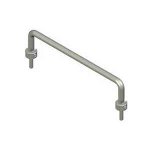 Southco Handle, 128mm (5.04") Hole Centers, Threadstud & Nut, 8-32 Thread, Aluminum Alloy, Anodized, Bright