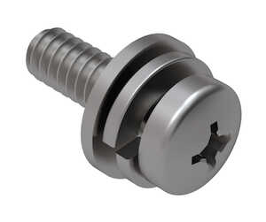 1/4"-20 X 1/2" L, Phillips, Pan Head SEMS Machine Screw, Flat & Split Lock Washers, Stainless Steel, Passivated, Flat Washer O.D. 33/64"