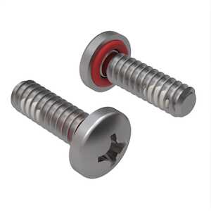 Zago 0-80 X 1/8" L, Phillips, Pan Head Sealing Screw, Stainless Steel, Silicone O-Ring, Nylon Patch