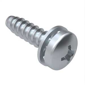 #6 Type B Tapping Screw, 1/2" L, Phillips, Pan Head, SEMS. Steel, Zinc Clear Trivalent, Internal-Tooth Lock Washer. Specification - ASME B18.13