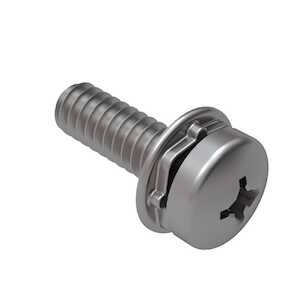 1/4" - 20 X 1/2" L, Phillips, Pan Head, SEMS Machine Screw. Stainless Steel, Square Cone Lock Washer. Screw per ASME B18.6.3