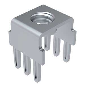 Power Tap Connector. 6 Circuits, M4 Threaded Insert, .322" Long. Tin Plate.