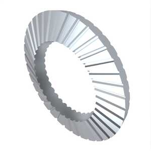 M14 Ribbed Lock Washer, 15mm ID, 22mm OD, 1.2mm Thickness, Steel, Mechanical Zinc.