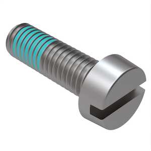 M1 X 3mm Long, Slotted, Cheese Head Machine Screw, Stainless Steel, W/ Precote 85. Specification - DIN84A