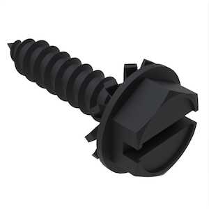 #6 X 1/2" L, Slotted, Hex Washer Head SEMS Type AB Screw, External-Tooth Lock Washer, Steel, Black Oxide. Specification - ASME B18.13