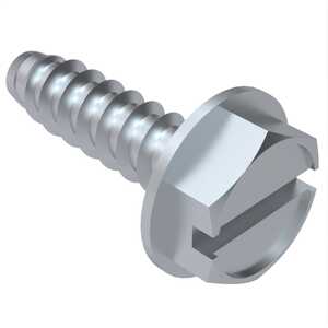 #10 X 1" Long, Indented Hex Washer Head, Type B Tapping Screw, Slotted, Steel, Zinc Clear Trivalent. Specification - ASME B18.6.3