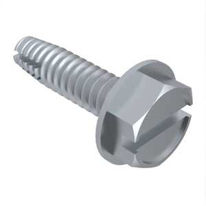 #10 X 1/2" Long, Indented Hex Washer Head, Type F Thread Cutting Screw, Slotted, Steel, Zinc Clear Trivalent. Specification - ASME B18.6.3